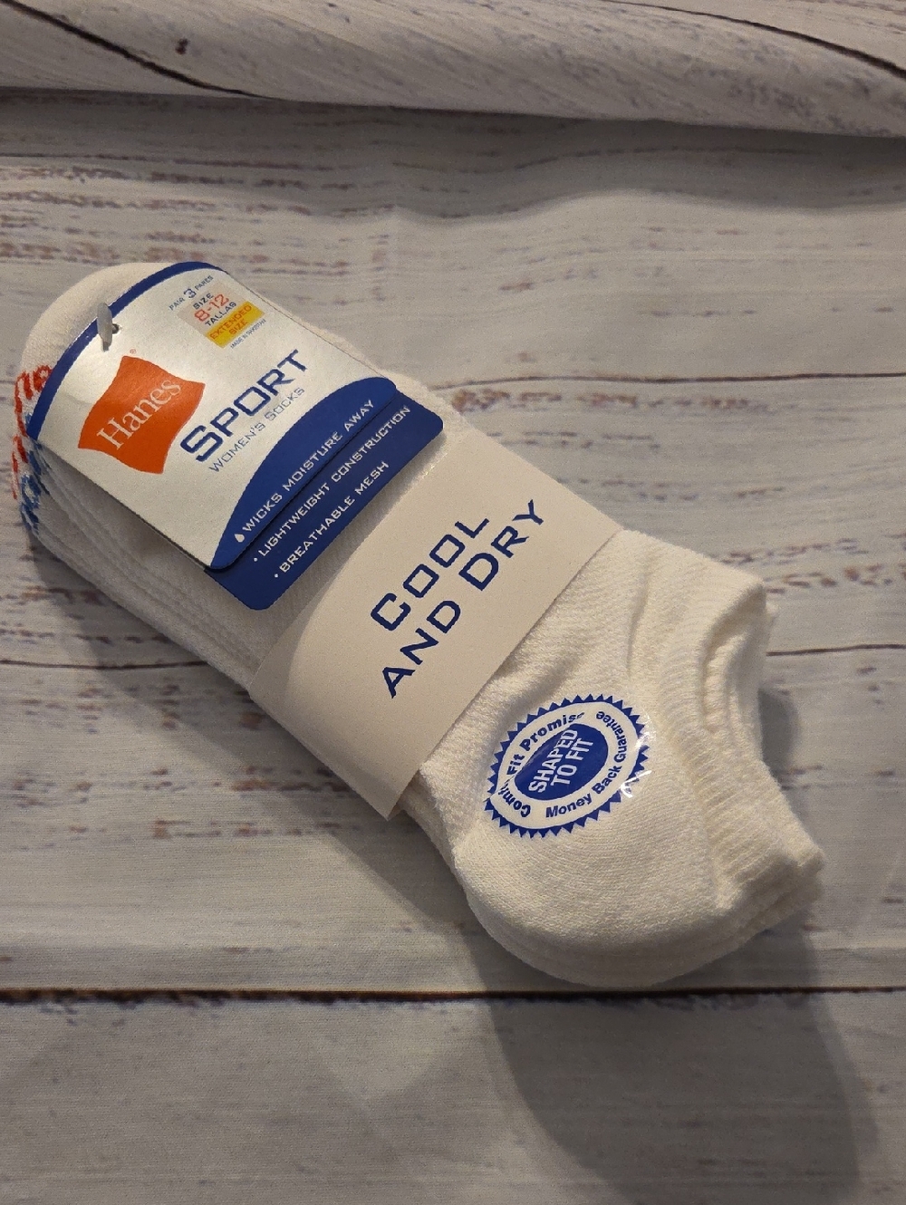 Hanes White Athletic No-Show Socks - Cool & Dry Performance